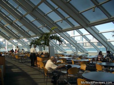 A view of the seating area in Galileo's Cafe - the view is spectacular