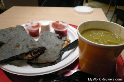 Quesadilla and Pea Soup