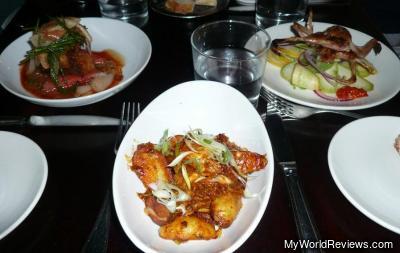 Course 2 - Quail with summer squash and harissa, Pork belly with spicy sandia, Patatas bravas