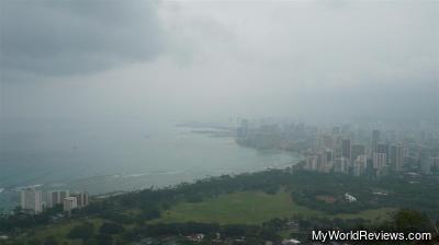 The view of Honolulu from the viewing area at the top of the crater