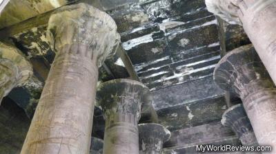 The ceiling of the temple is black from the smoke of fires