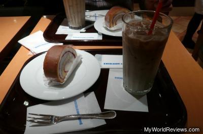 Cake and an iced latte