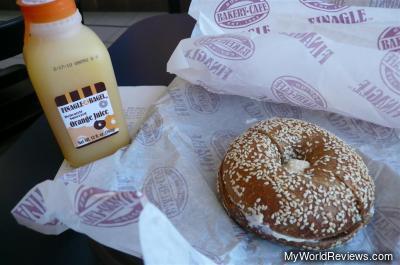 Bagel with Cream Cheese and Orange Juice