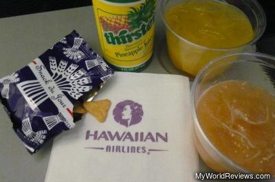 Snacks and juice from the flight