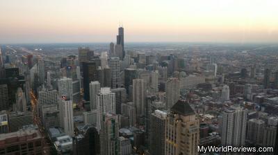 A daytime view of the Chicago downtown from the Hancock Observatory