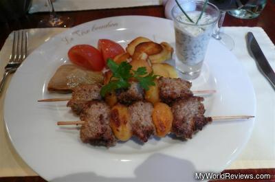 Pork sesame seed and almond skewers