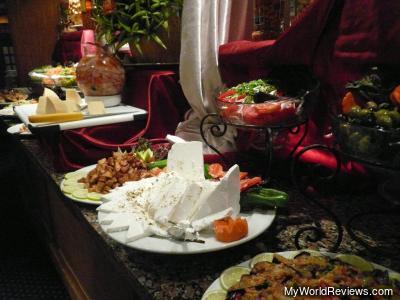 The selection of vegetables and salads that were available at all meals