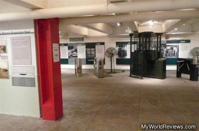 An exhibit on subway turnstiles