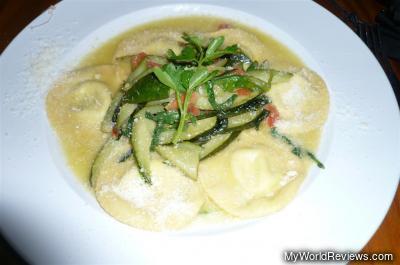 Home made ravioli with zuchini and ricotta cheese