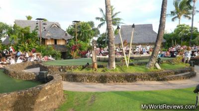 A view of the luau stage and surrounding area