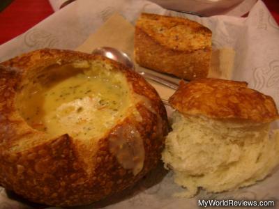 Broccoli Cheddar Soup in a Sourdough Bread Bowl