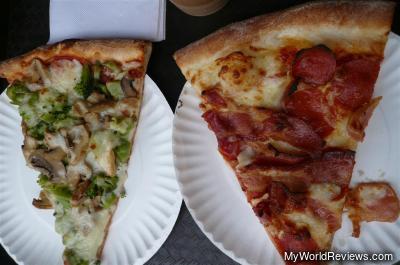 Pepperoni & Bacon slice and Broccoli & Mushroom