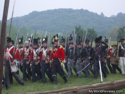 A close-up shot of the re-enactment actors