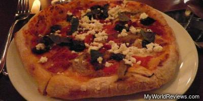 Grilled Eggplant, Red Pepper, and Black Olive Stone Baked Pizza