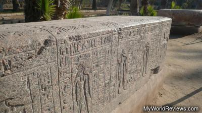 A sarcophagus in the area outside the large statue