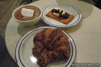 Ginger Hot Chocolate, Pretzel Croissant, Pastry