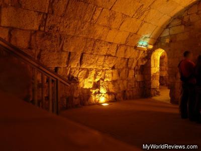 Inside the tunnel, near the wall